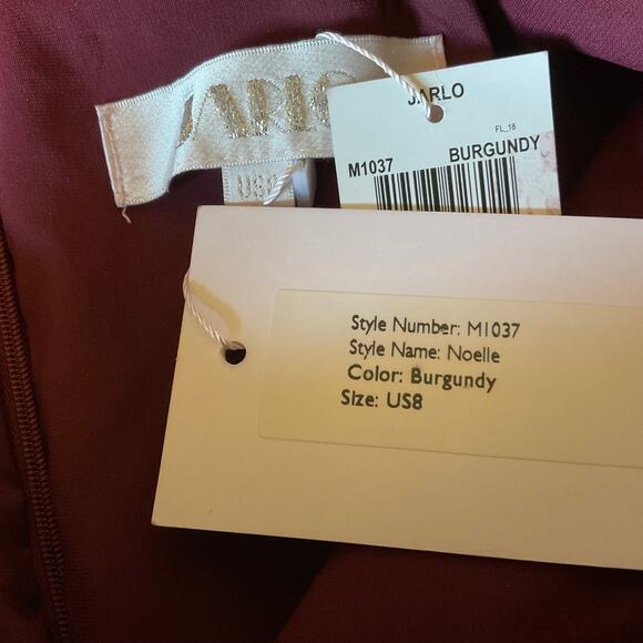 Burgundy Red Evening Gown Size 8 Sleeveless JARLO Cut Out Mini Train Long Formal - Picture 8 of 11